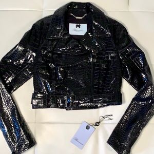 NWOT Blumarine lamb leather biker jacket